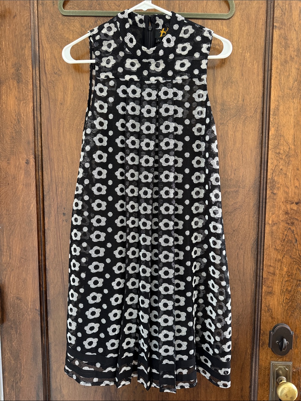 Anthropologie Black & White Floral Sleeveless Shift Dress